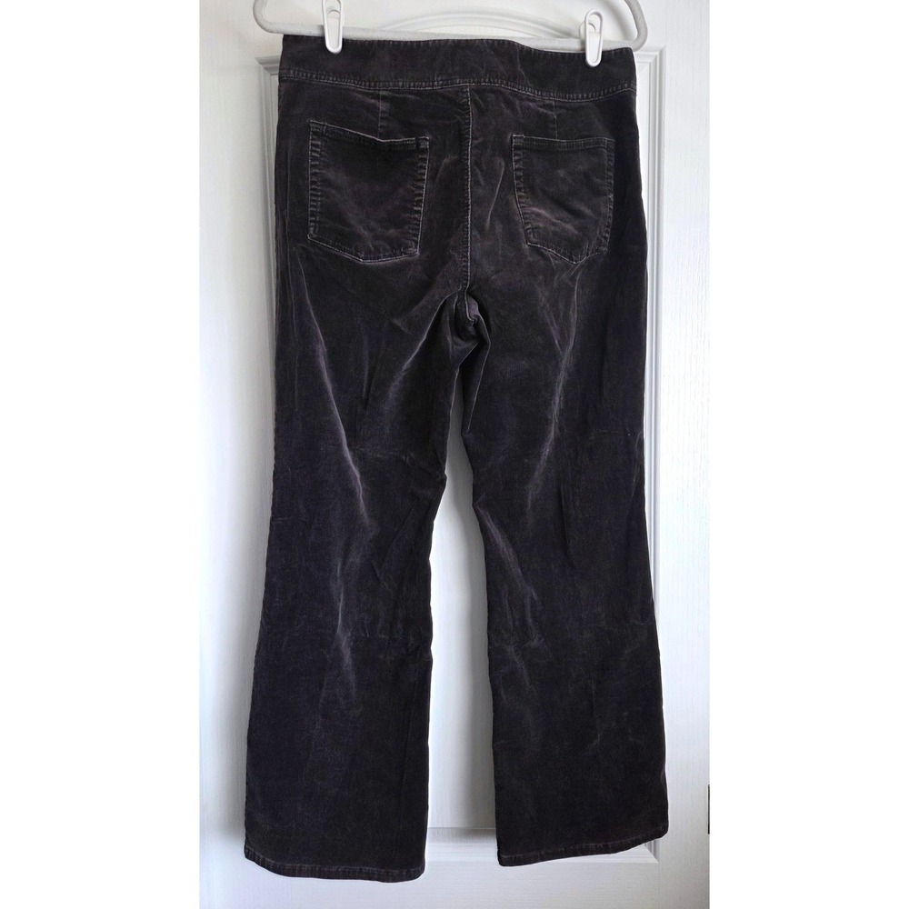 Chico's Dark Plum Purple Corduroy Wide Leg Pants Size 2/L Double Snap Closure - Picture 2 of 5